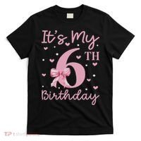 It's My 6th Birthday Girl Coquette Bow 6 Years Old T-Shirt thumb 0