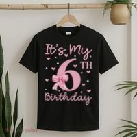 It's My 6th Birthday Girl Coquette Bow 6 Years Old T-Shirt thumb 2