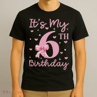 It's My 6th Birthday Girl Coquette Bow 6 Years Old T-Shirt thumb 3