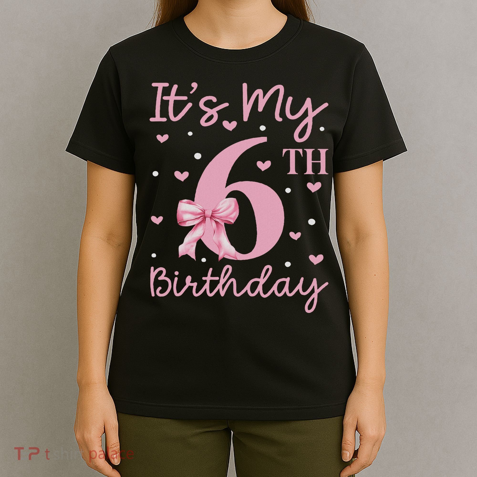 It's My 6th Birthday Girl Coquette Bow 6 Years Old T-Shirt
