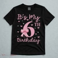It's My 6th Birthday Girl Coquette Bow 6 Years Old T-Shirt thumb 5