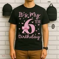 It's My 6th Birthday Girl Coquette Bow 6 Years Old T-Shirt thumb 6