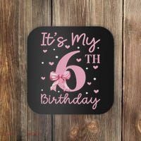 It's My 6th Birthday Girl Coquette Bow 6 Years Old Coaster thumb 0