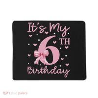 It's My 6th Birthday Girl Coquette Bow 6 Years Old Mousepad thumb 0