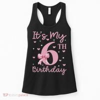 It's My 6th Birthday Girl Coquette Bow 6 Years Old Women's Tank Top thumb 0