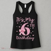 It's My 6th Birthday Girl Coquette Bow 6 Years Old Women's Tank Top thumb 3