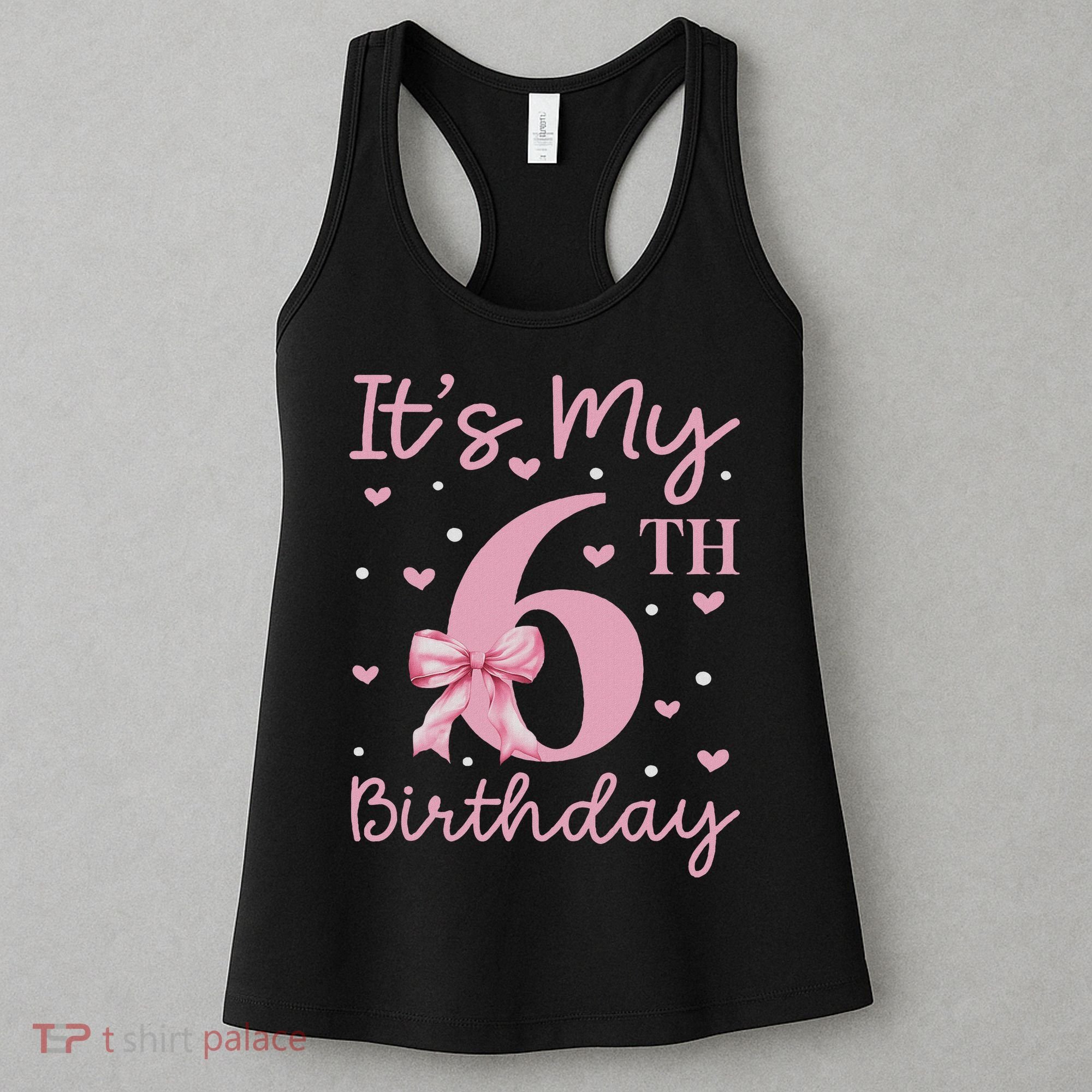 It's My 6th Birthday Girl Coquette Bow 6 Years Old Women's Tank Top