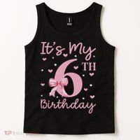 It's My 6th Birthday Girl Coquette Bow 6 Years Old Tank Top thumb 2