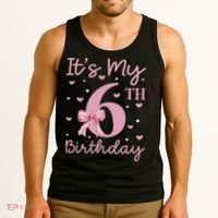 It's My 6th Birthday Girl Coquette Bow 6 Years Old Tank Top thumb 3