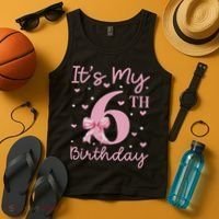 It's My 6th Birthday Girl Coquette Bow 6 Years Old Tank Top thumb 4
