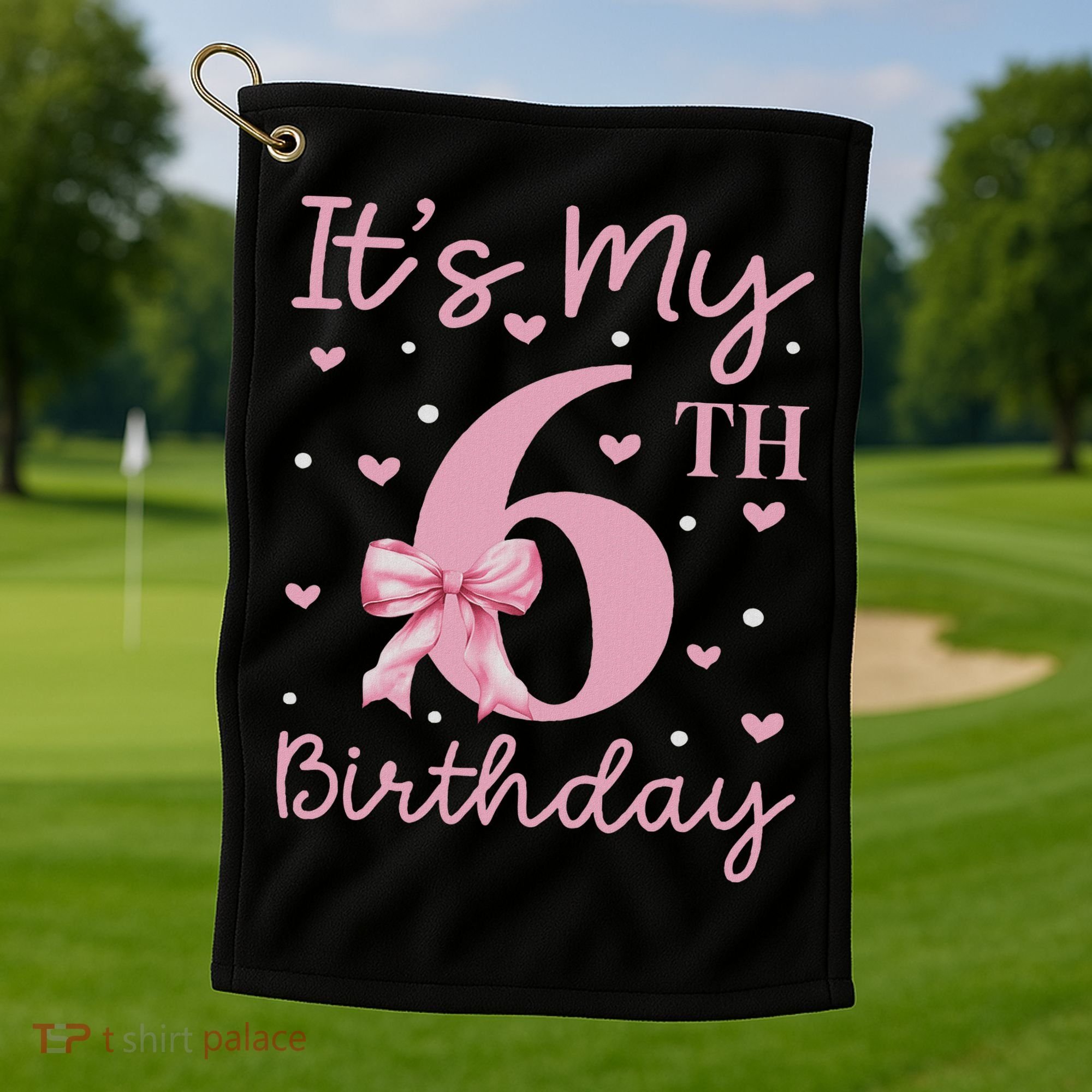 It's My 6th Birthday Girl Coquette Bow 6 Years Old Golf Towel