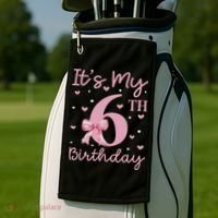 It's My 6th Birthday Girl Coquette Bow 6 Years Old Golf Towel thumb 2
