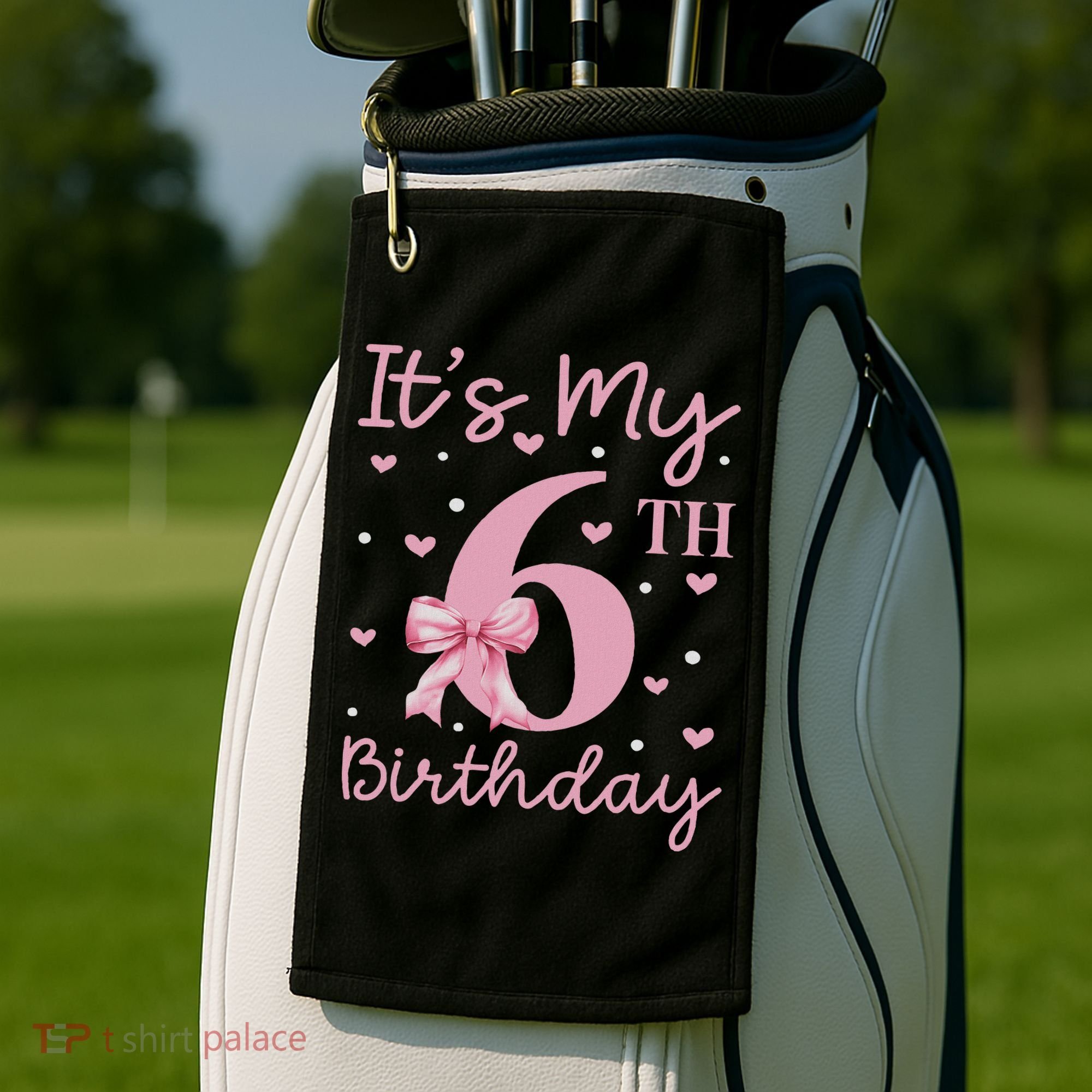 It's My 6th Birthday Girl Coquette Bow 6 Years Old Golf Towel