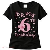 It's My 6th Birthday Girl Coquette Bow 6 Years Old Women's T-Shirt thumb 0