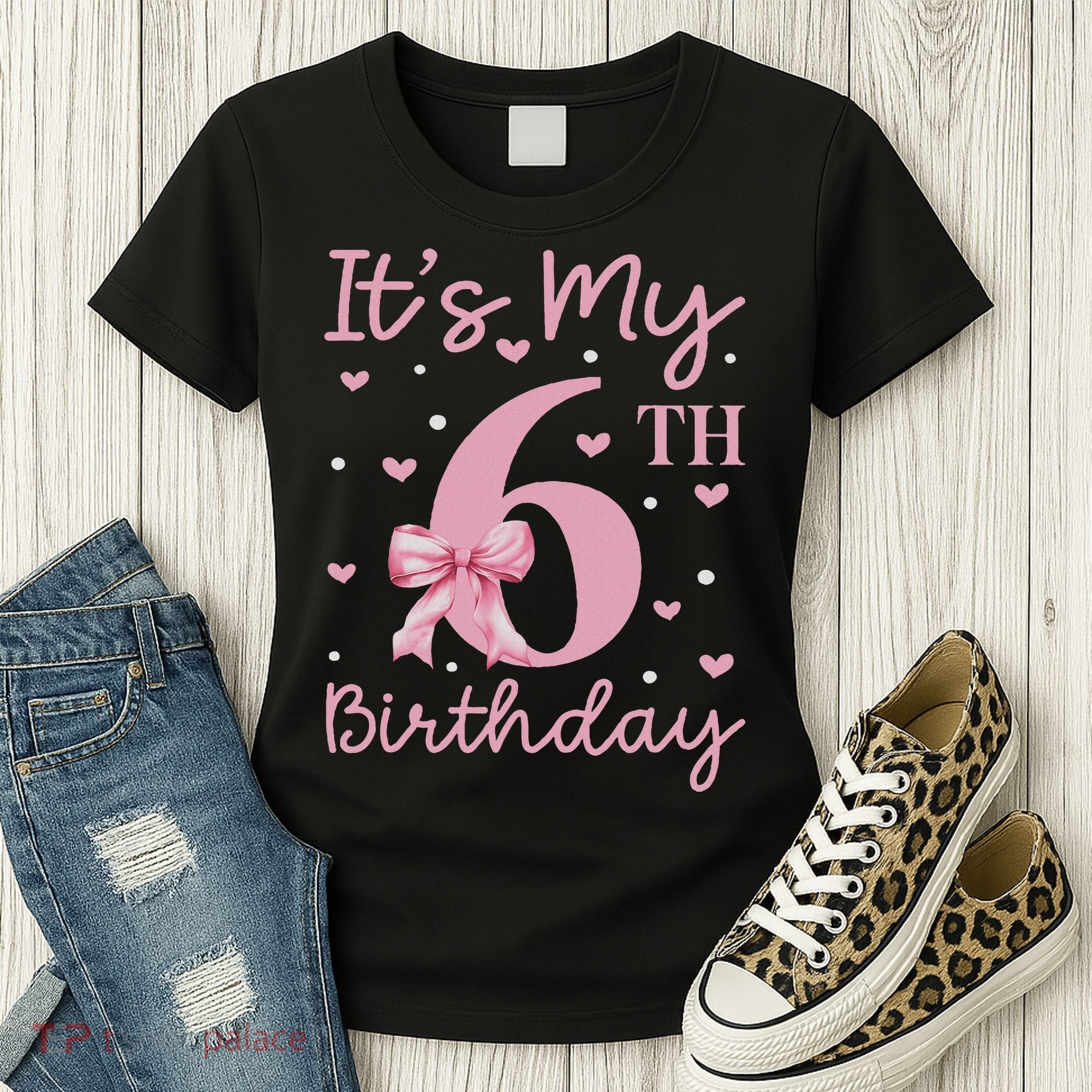 It's My 6th Birthday Girl Coquette Bow 6 Years Old Women's T-Shirt