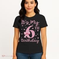 It's My 6th Birthday Girl Coquette Bow 6 Years Old Women's T-Shirt thumb 4