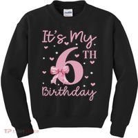 It's My 6th Birthday Girl Coquette Bow 6 Years Old Kids Sweatshirt thumb 0