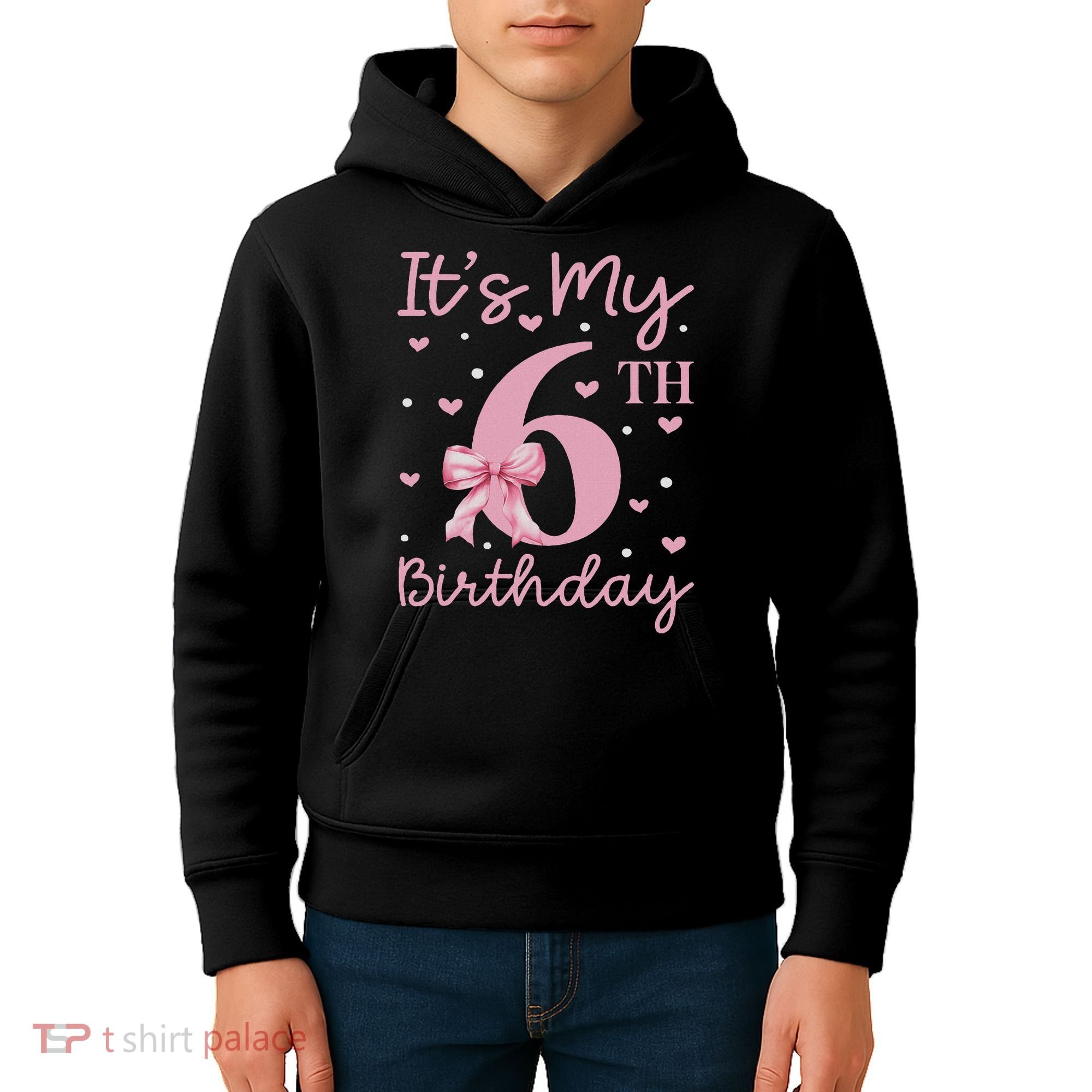 It's My 6th Birthday Girl Coquette Bow 6 Years Old Kids Hoodie