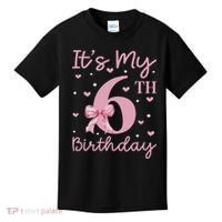 It's My 6th Birthday Girl Coquette Bow 6 Years Old Kids T-Shirt thumb 0