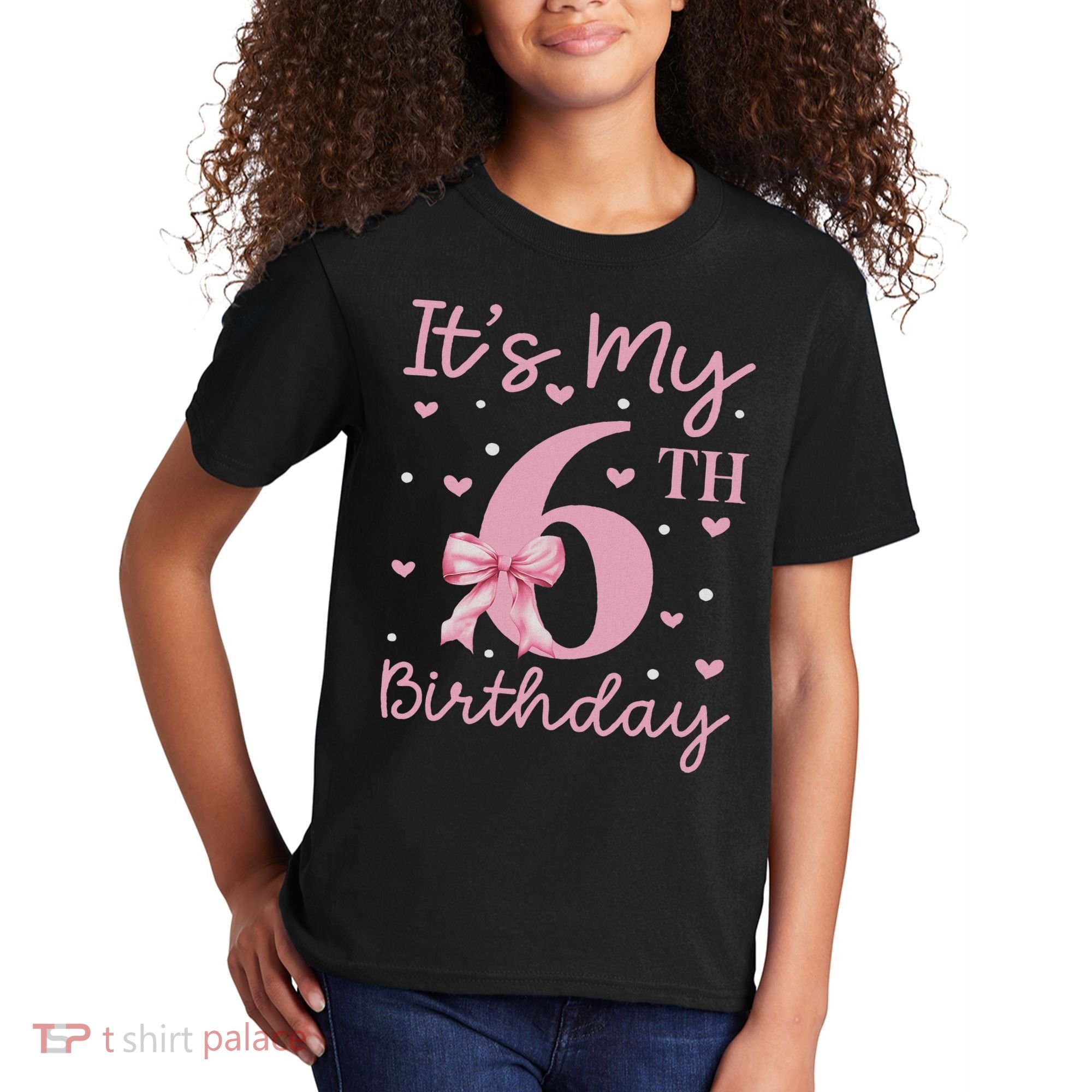 It's My 6th Birthday Girl Coquette Bow 6 Years Old Kids T-Shirt