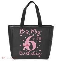 It's My 6th Birthday Girl Coquette Bow 6 Years Old Tote Bag thumb 0