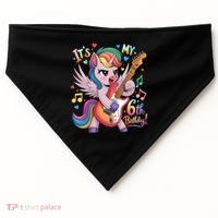 Its My 6th Birthday Punk Unicorn Rock Star 6 Years Old USA-Made Doggie Bandana thumb 0