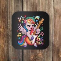 Its My 6th Birthday Punk Unicorn Rock Star 6 Years Old Coaster thumb 0