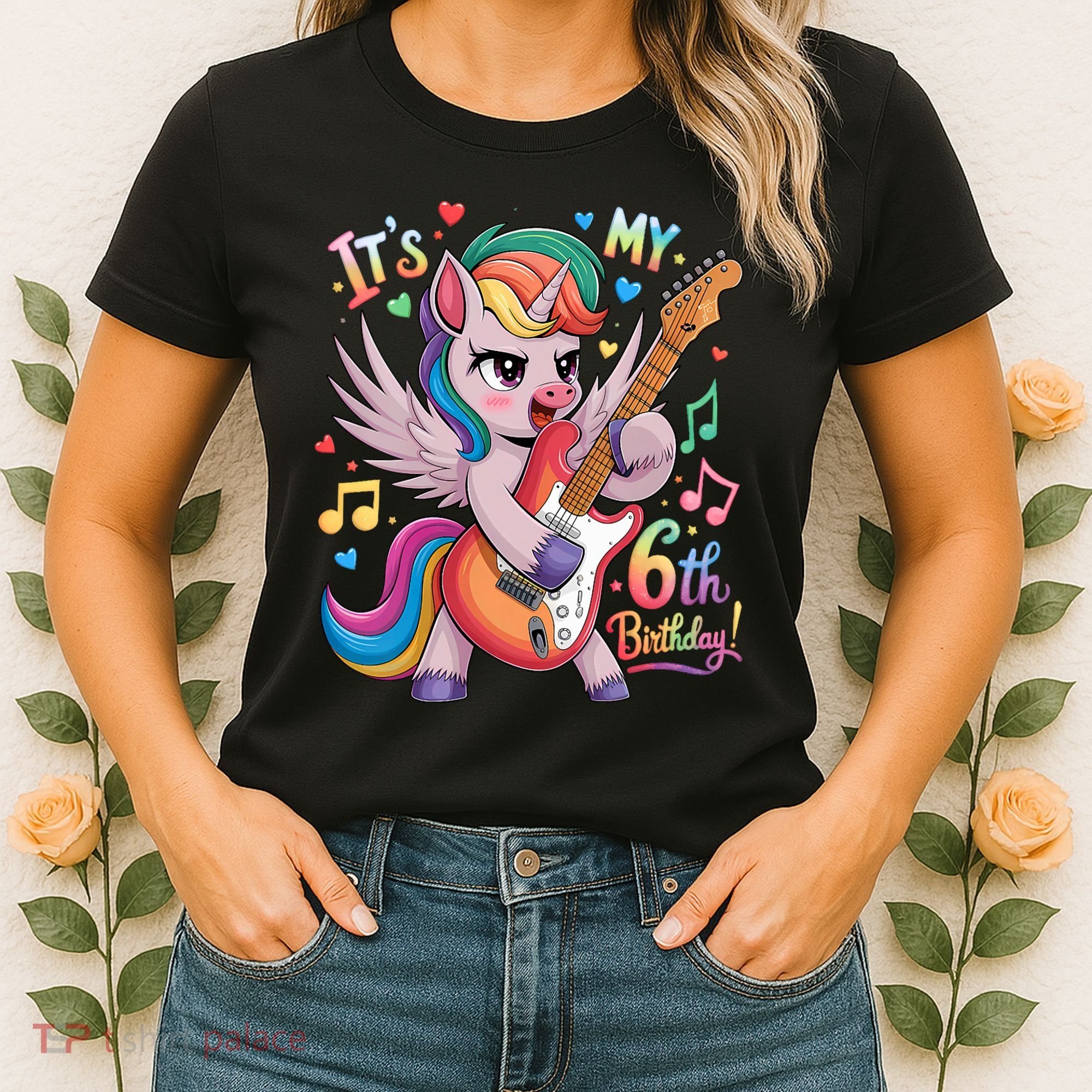 Its My 6th Birthday Punk Unicorn Rock Star 6 Years Old Women's T-Shirt