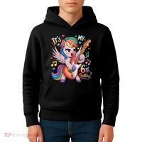 Its My 6th Birthday Punk Unicorn Rock Star 6 Years Old Kids Hoodie thumb 4