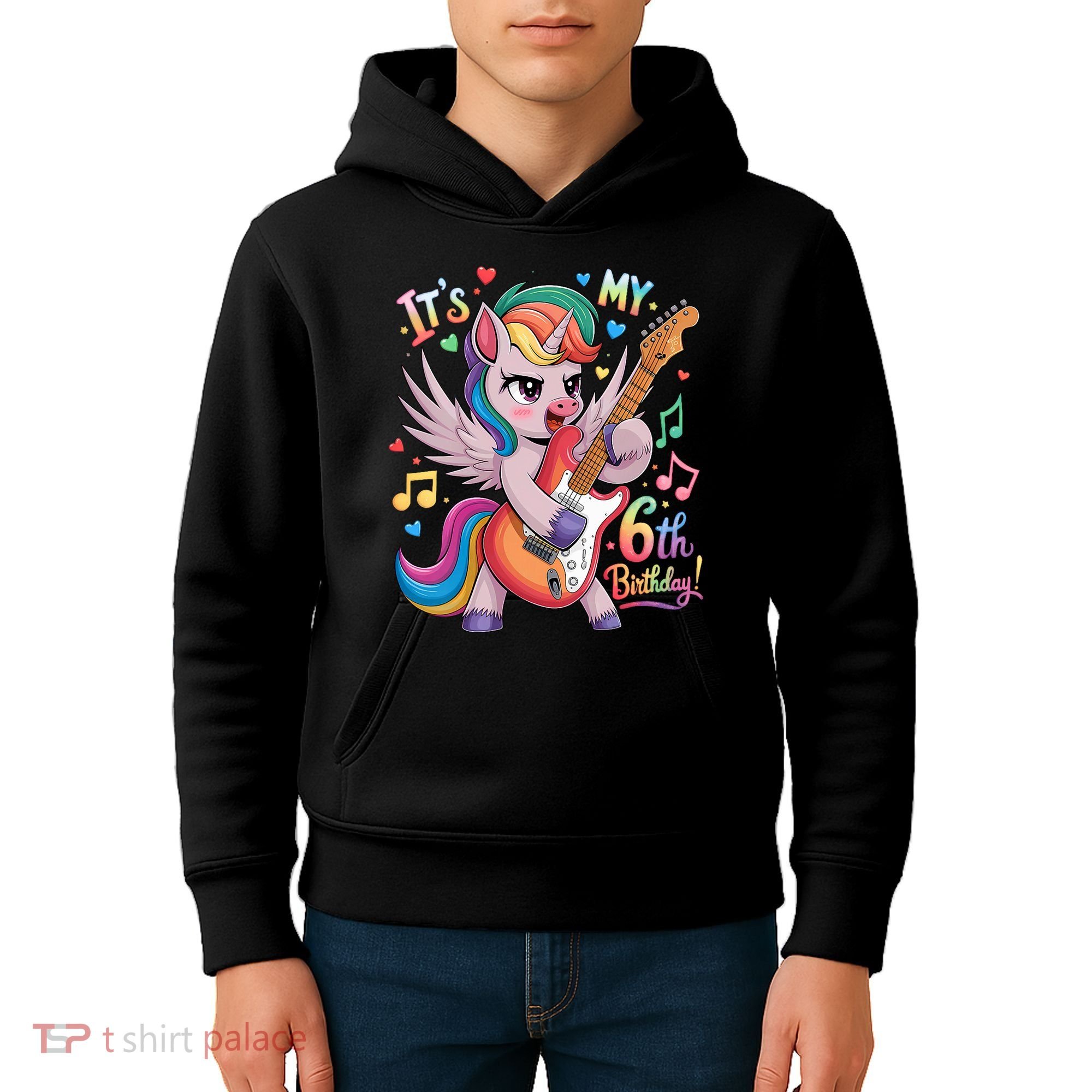 Its My 6th Birthday Punk Unicorn Rock Star 6 Years Old Kids Hoodie