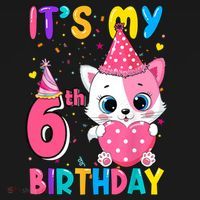 It's My 6th Birthday Girl Funny Cat Birthday 6 Year Old Women's Hoodie thumb 2