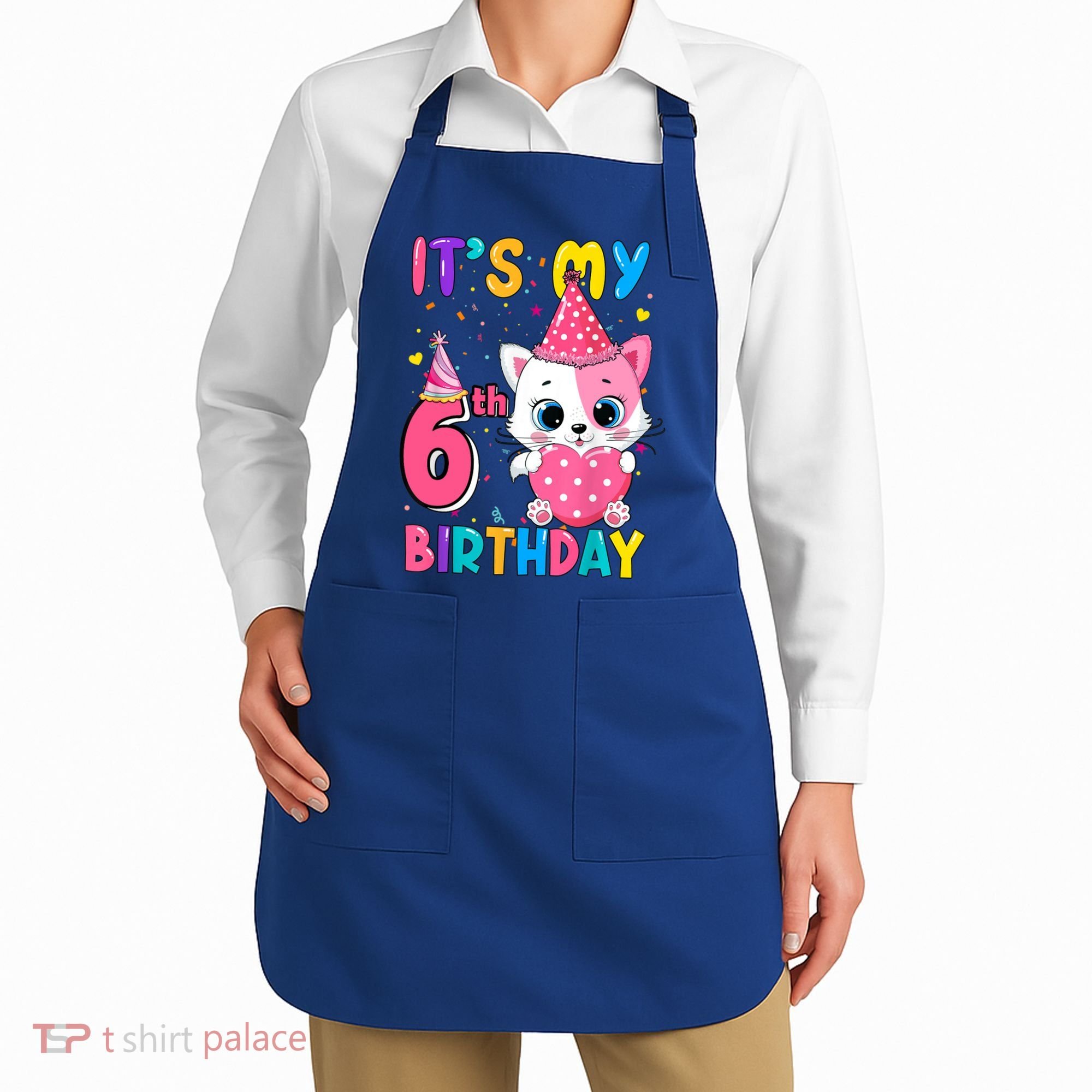 It's My 6th Birthday Girl Funny Cat Birthday 6 Year Old Apron