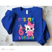It's My 6th Birthday Girl Funny Cat Birthday 6 Year Old Sweatshirt thumb 2