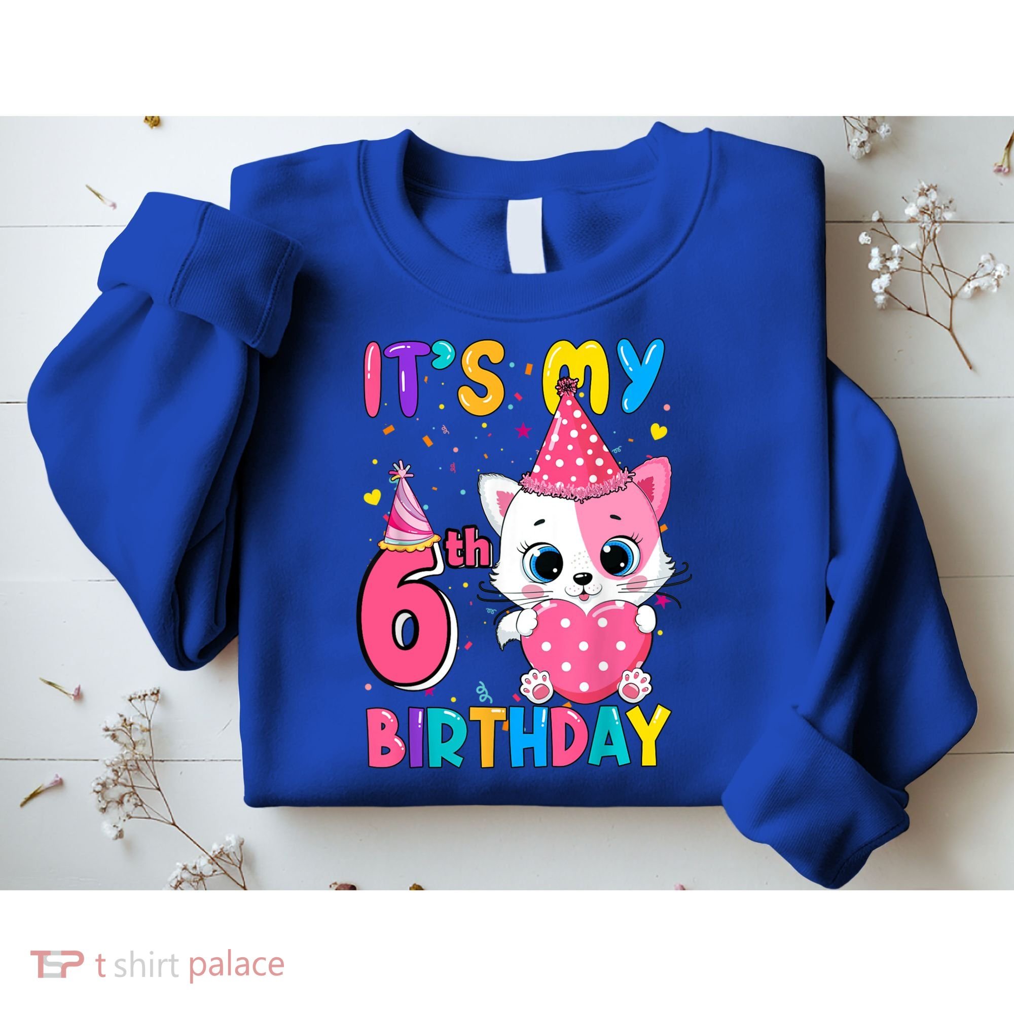 It's My 6th Birthday Girl Funny Cat Birthday 6 Year Old Sweatshirt