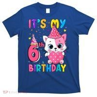 It's My 6th Birthday Girl Funny Cat Birthday 6 Year Old T-Shirt thumb 0
