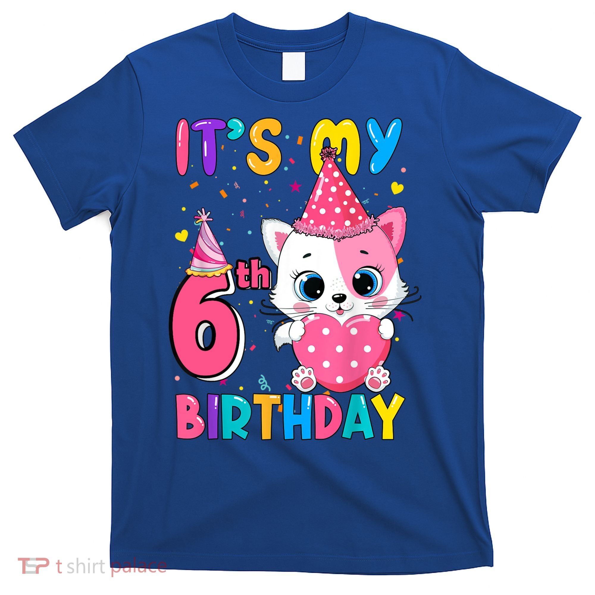 It's My 6th Birthday Girl Funny Cat Birthday 6 Year Old T-Shirt
