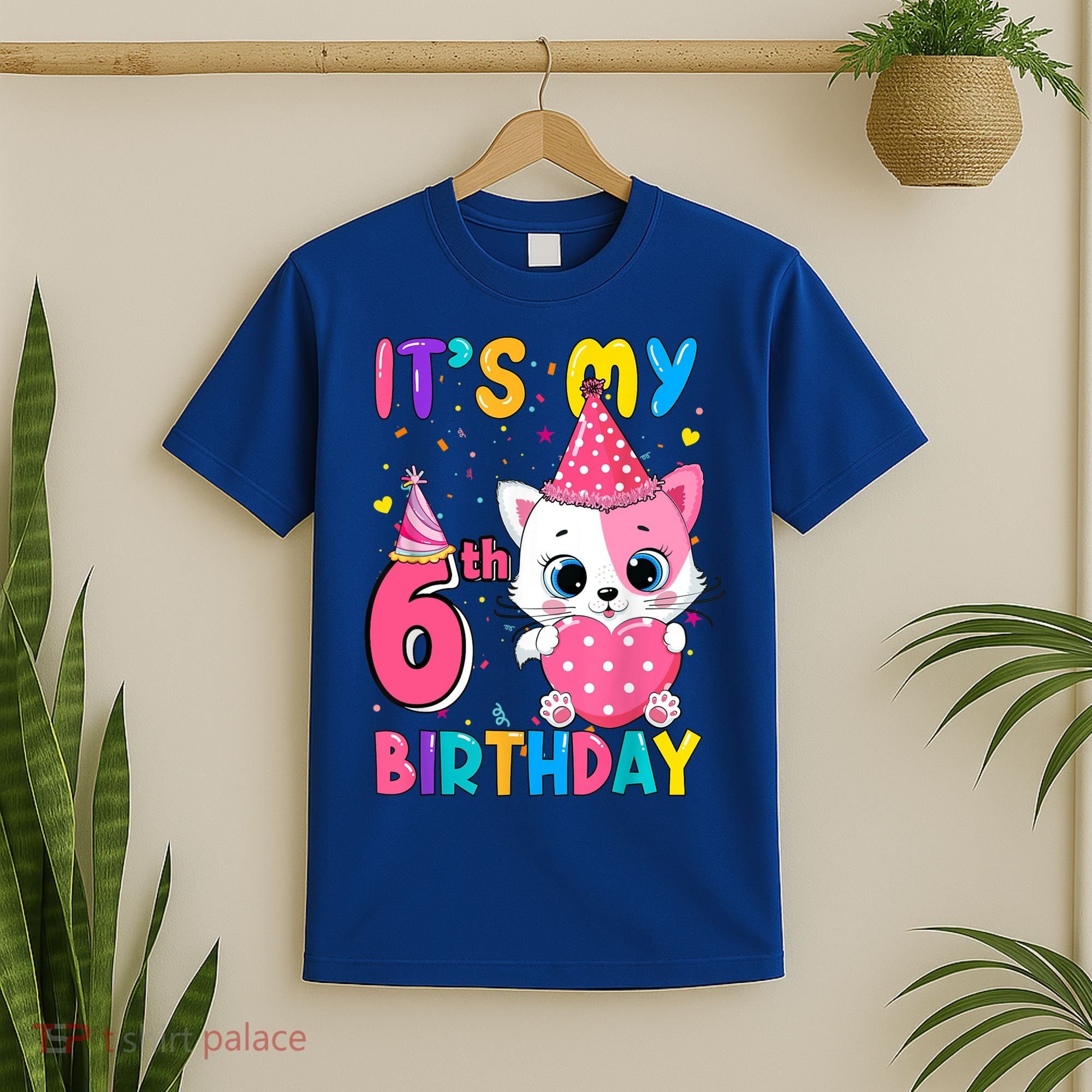 It's My 6th Birthday Girl Funny Cat Birthday 6 Year Old T-Shirt