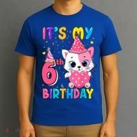 It's My 6th Birthday Girl Funny Cat Birthday 6 Year Old T-Shirt thumb 3