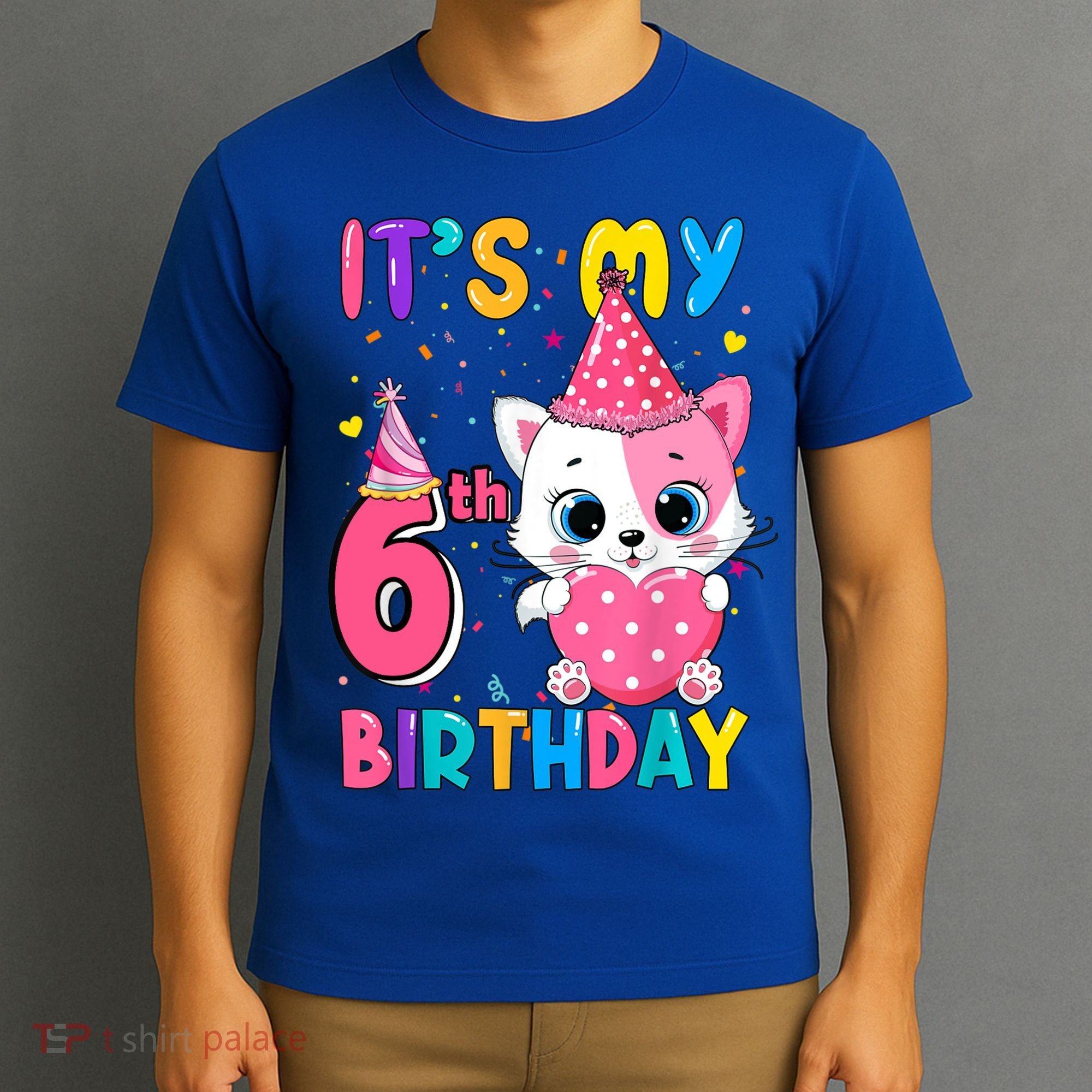 It's My 6th Birthday Girl Funny Cat Birthday 6 Year Old T-Shirt