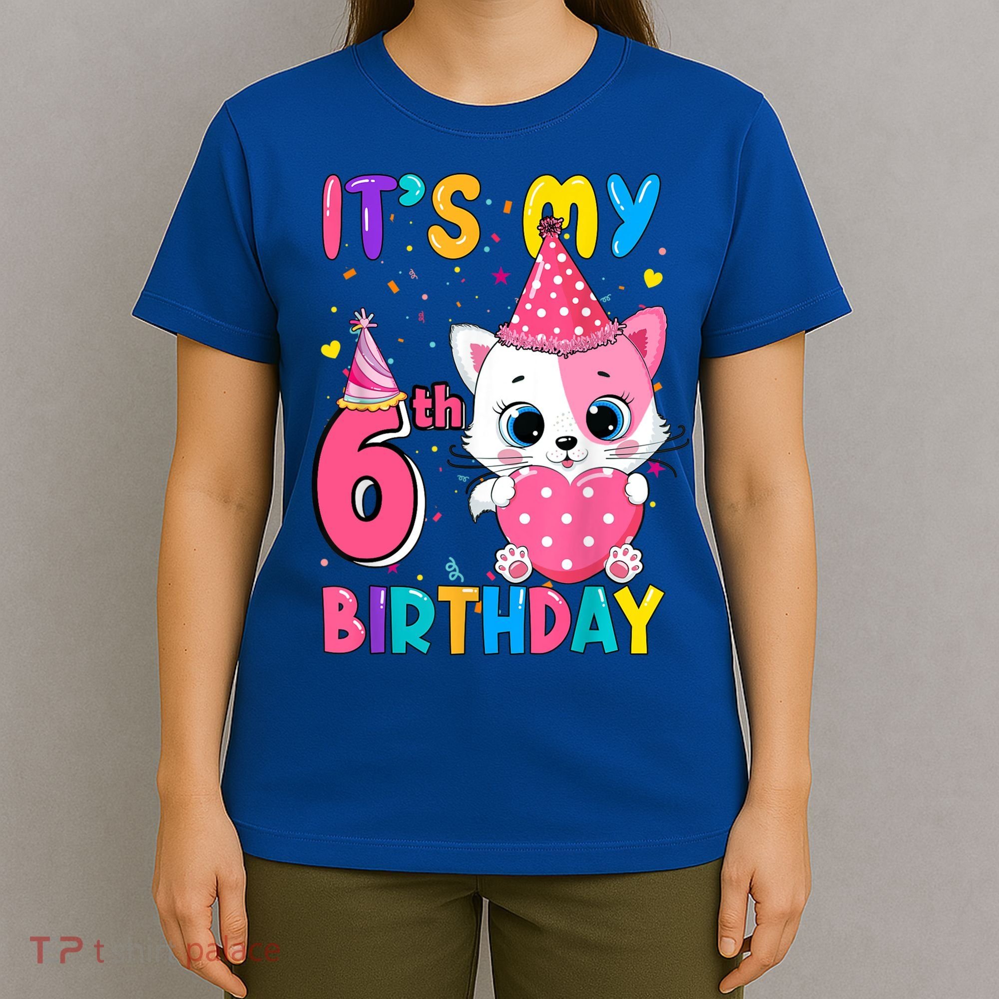 It's My 6th Birthday Girl Funny Cat Birthday 6 Year Old T-Shirt