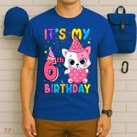 It's My 6th Birthday Girl Funny Cat Birthday 6 Year Old T-Shirt thumb 6