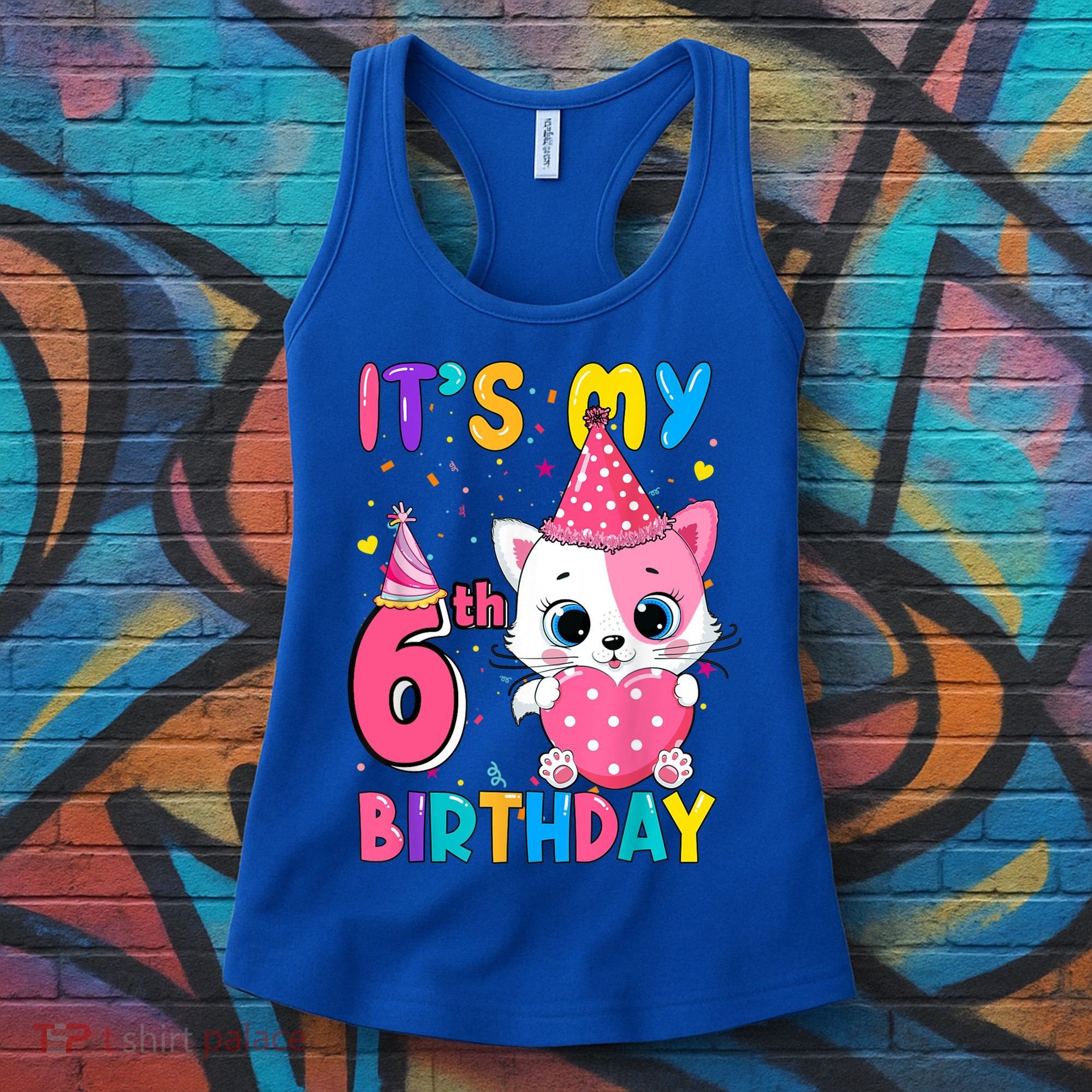 It's My 6th Birthday Girl Funny Cat Birthday 6 Year Old Women's Tank Top