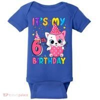 It's My 6th Birthday Girl Funny Cat Birthday 6 Year Old Baby Bodysuit thumb 0
