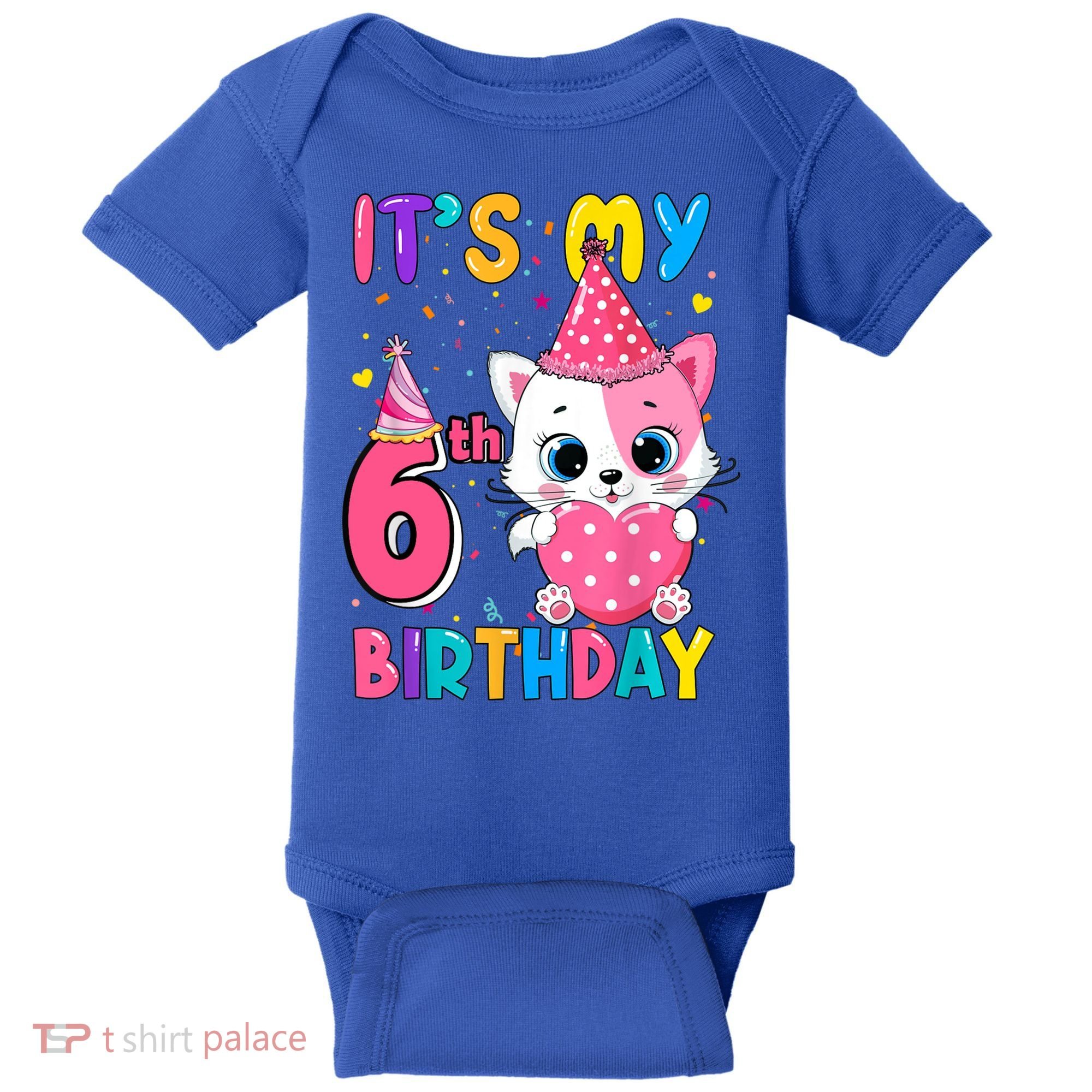 It's My 6th Birthday Girl Funny Cat Birthday 6 Year Old Baby Bodysuit
