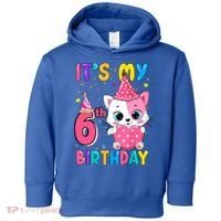 It's My 6th Birthday Girl Funny Cat Birthday 6 Year Old Toddler Hoodie thumb 0