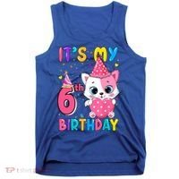 It's My 6th Birthday Girl Funny Cat Birthday 6 Year Old Tank Top thumb 0