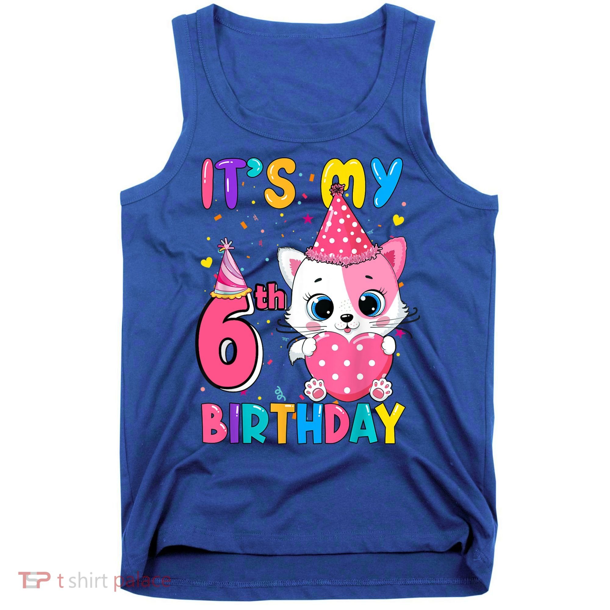 It's My 6th Birthday Girl Funny Cat Birthday 6 Year Old Tank Top