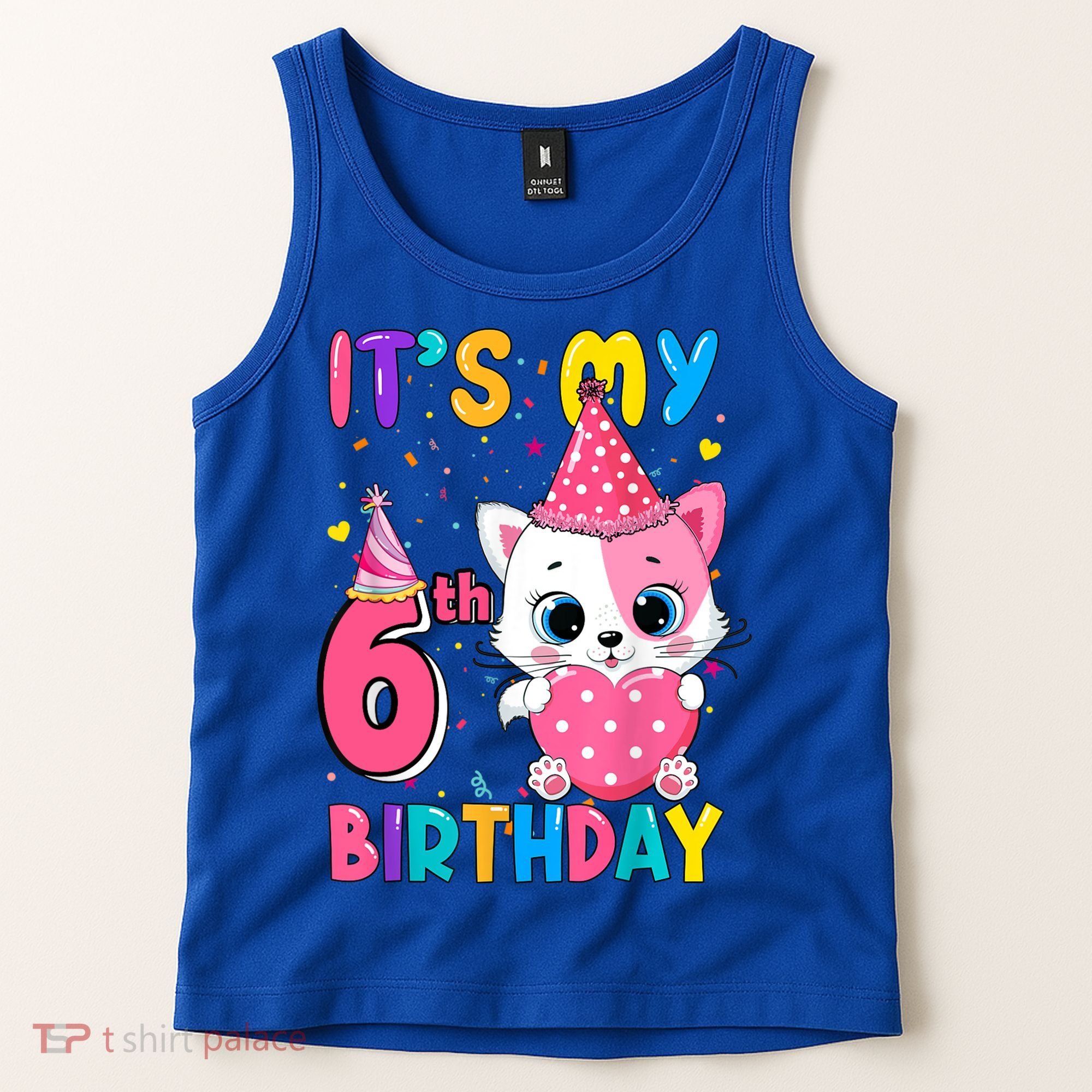 It's My 6th Birthday Girl Funny Cat Birthday 6 Year Old Tank Top