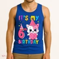 It's My 6th Birthday Girl Funny Cat Birthday 6 Year Old Tank Top thumb 3
