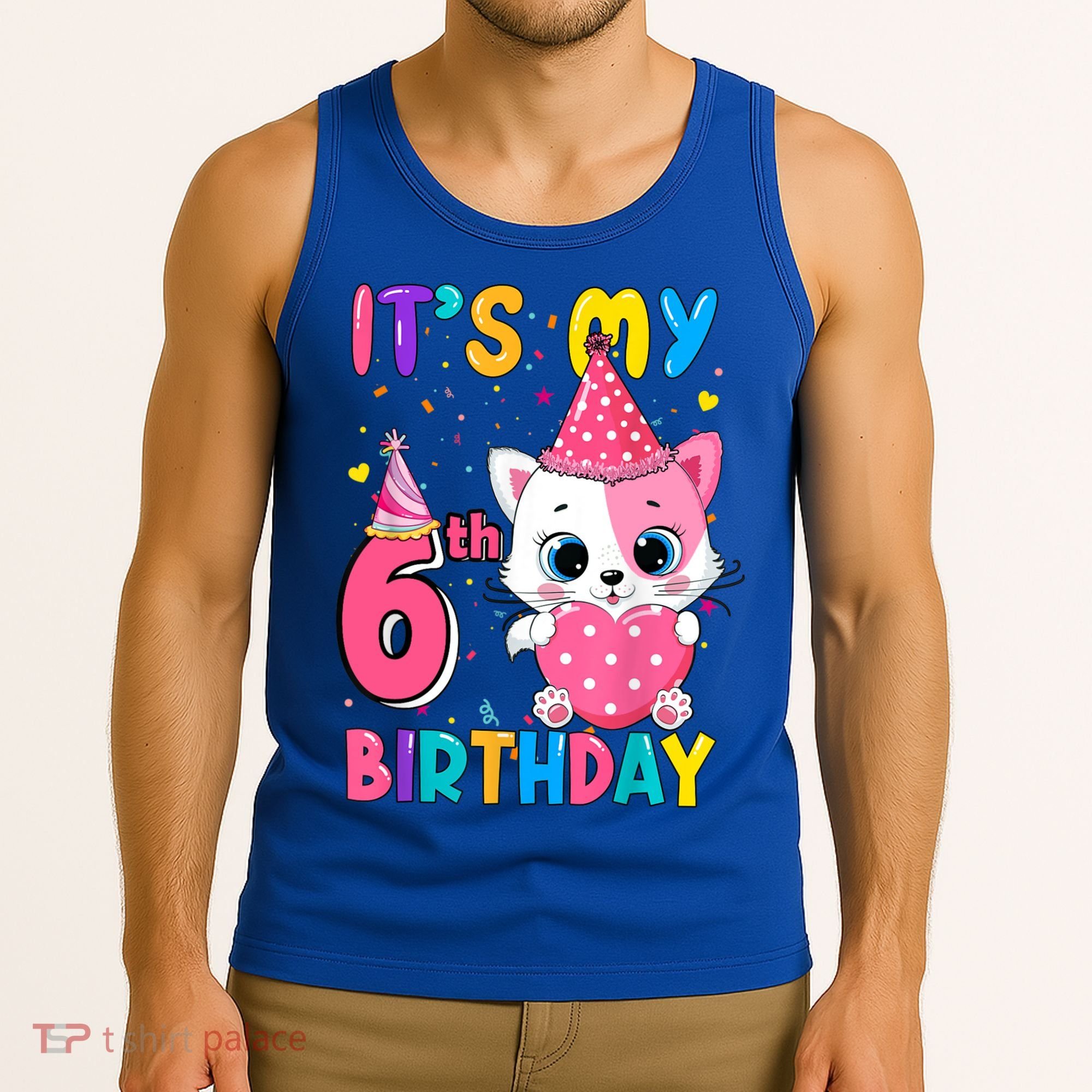 It's My 6th Birthday Girl Funny Cat Birthday 6 Year Old Tank Top